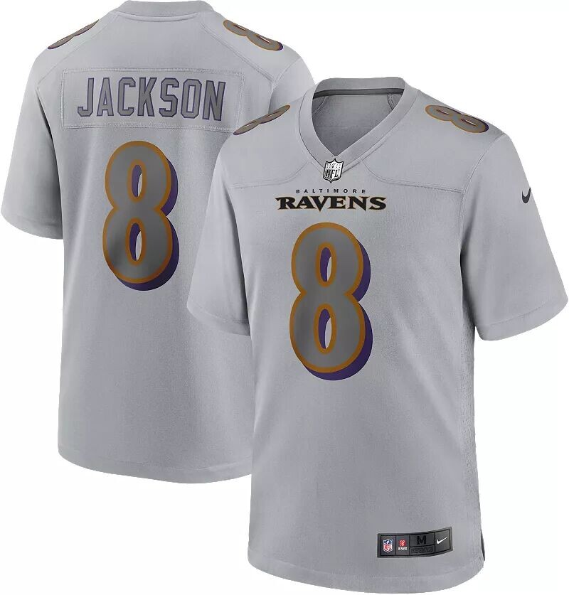 

Мужское джерси Nike Baltimore Ravens Lamar Jackson #8 Atmography Grey Game