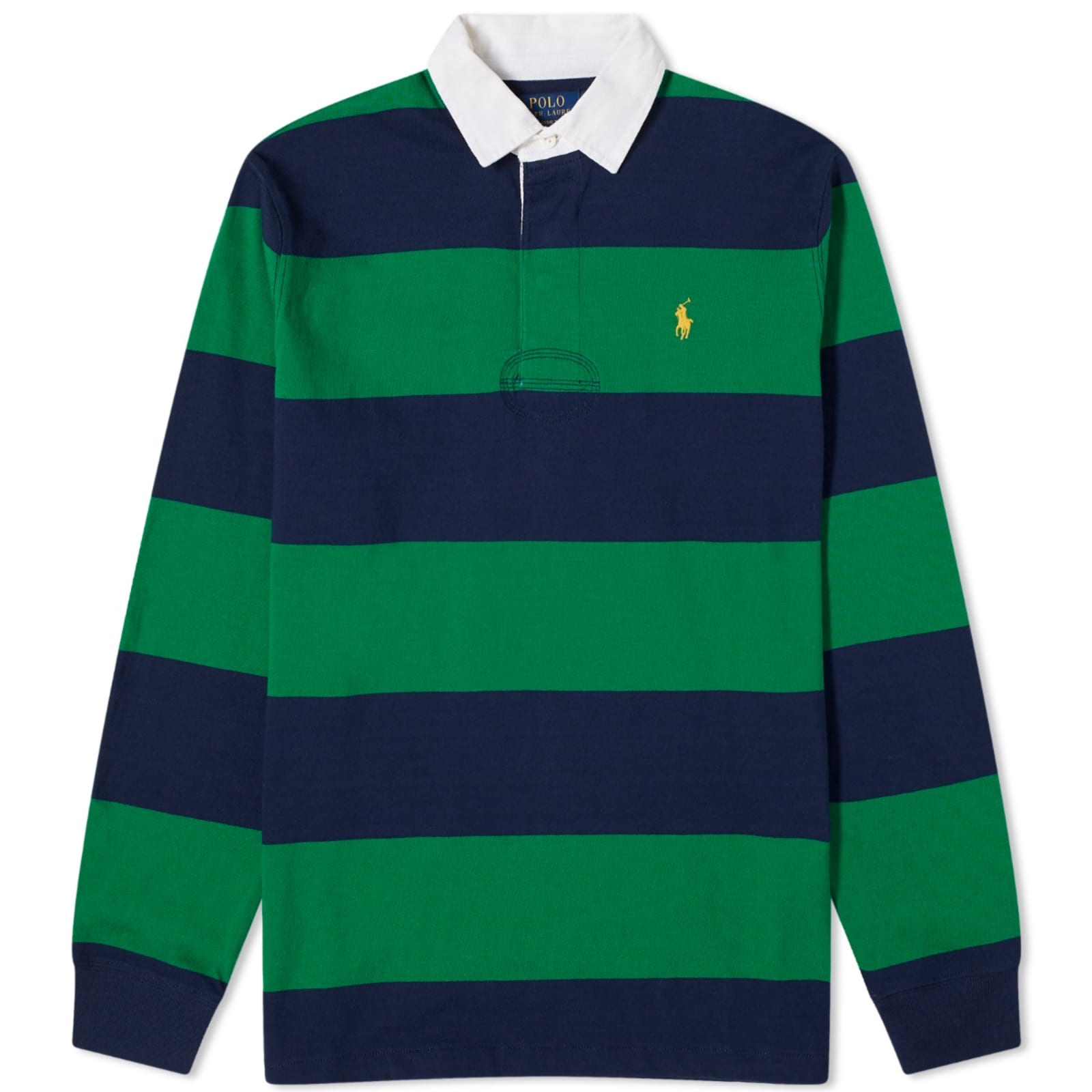цена Рубашка Polo Ralph Lauren Stripe Rugby, цвет Newport Navy & Hillside Green