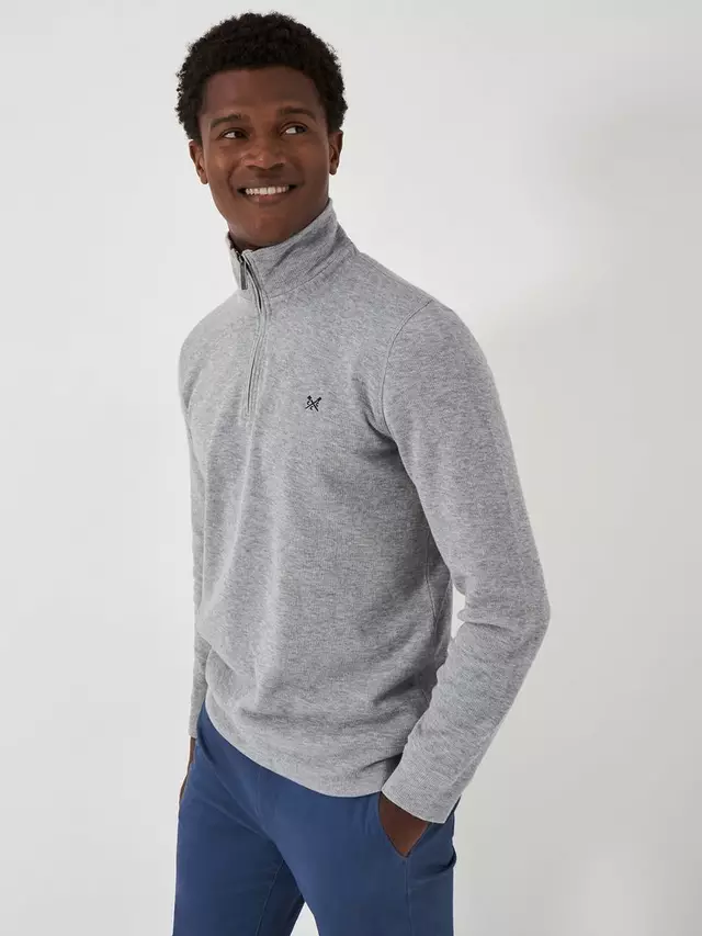 

Джемпер Crew Clothing Cotton Rib Half Zip, цвет grey marl