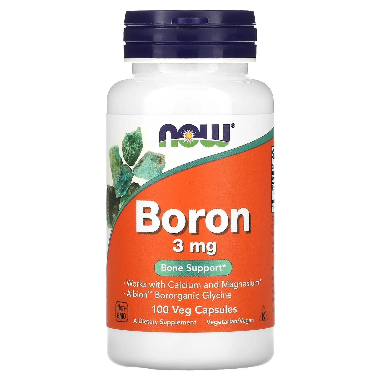 бор now boron 3 мг в капсулах 100 шт Now Foods Бор (3 мг) 100 капсул