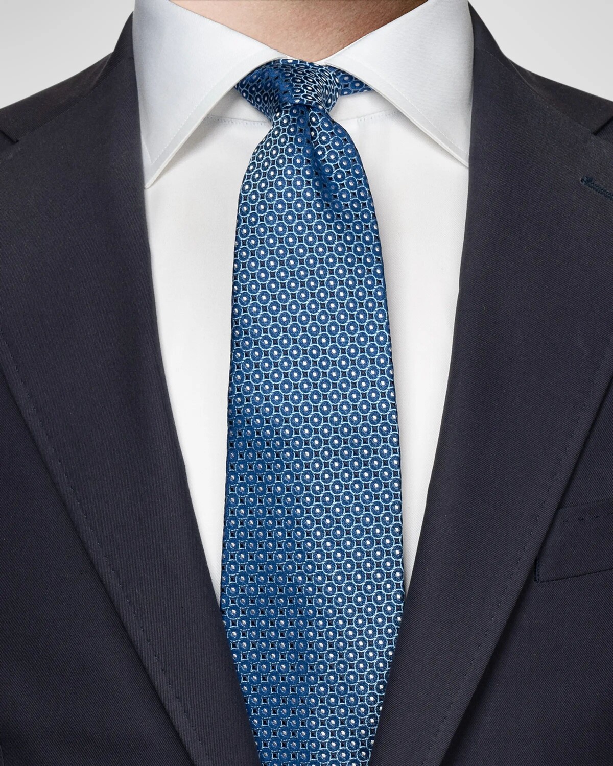 

Мужской тканый шелковый галстук с геометрическим рисунком Eton, цвет Dark Blue