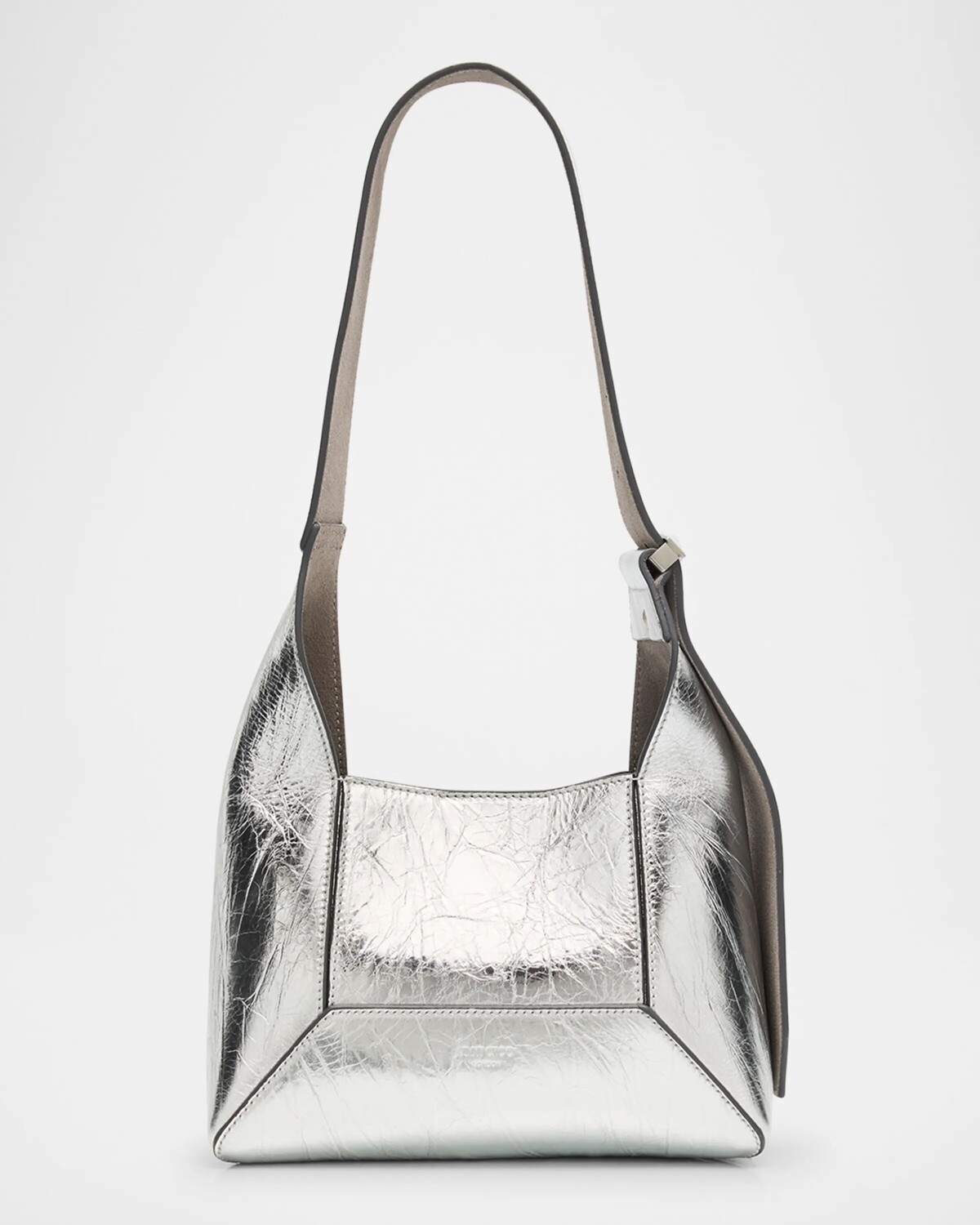 

Маленькая кожаная сумка-хобо с бриллиантами Jimmy Choo, цвет Silveras