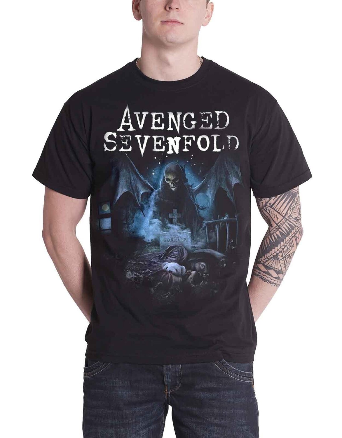 

Футболка с повторяющимся кошмаром Avenged Sevenfold, черный