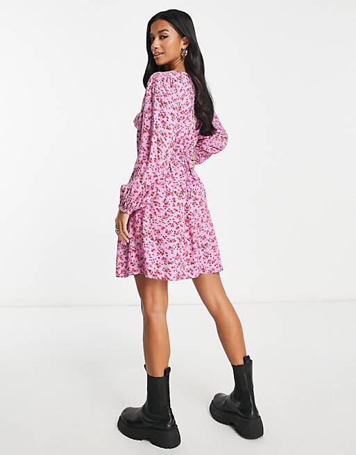 

Пурпурное чайное платье мини с оборками Miss Selfridge Petite, Фиолетовый