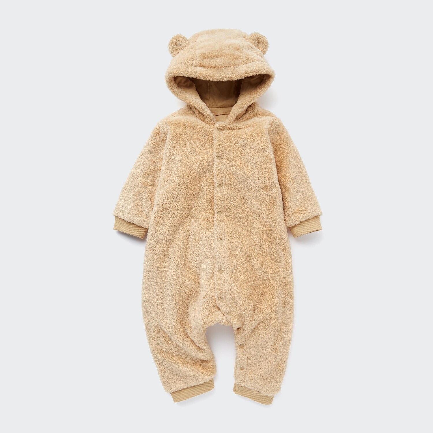 

Сплошной флисовый наряд из пушистой пряжи для новорожденных Uniqlo, бежевый
