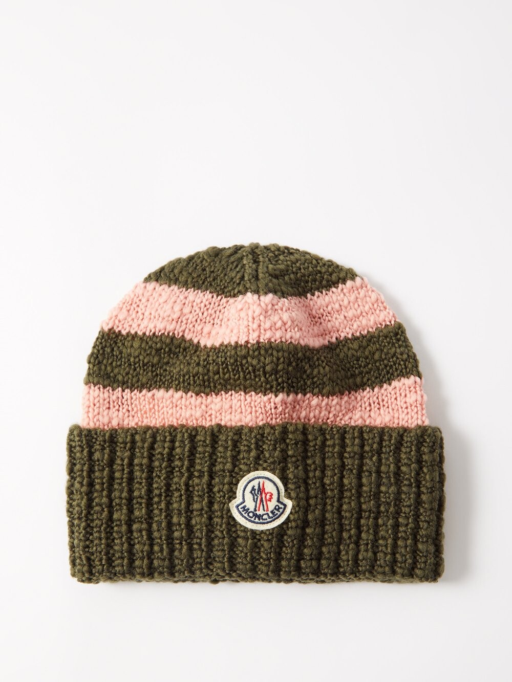 

Полосатая шапка-бини из смесовой шерсти Moncler, розовый