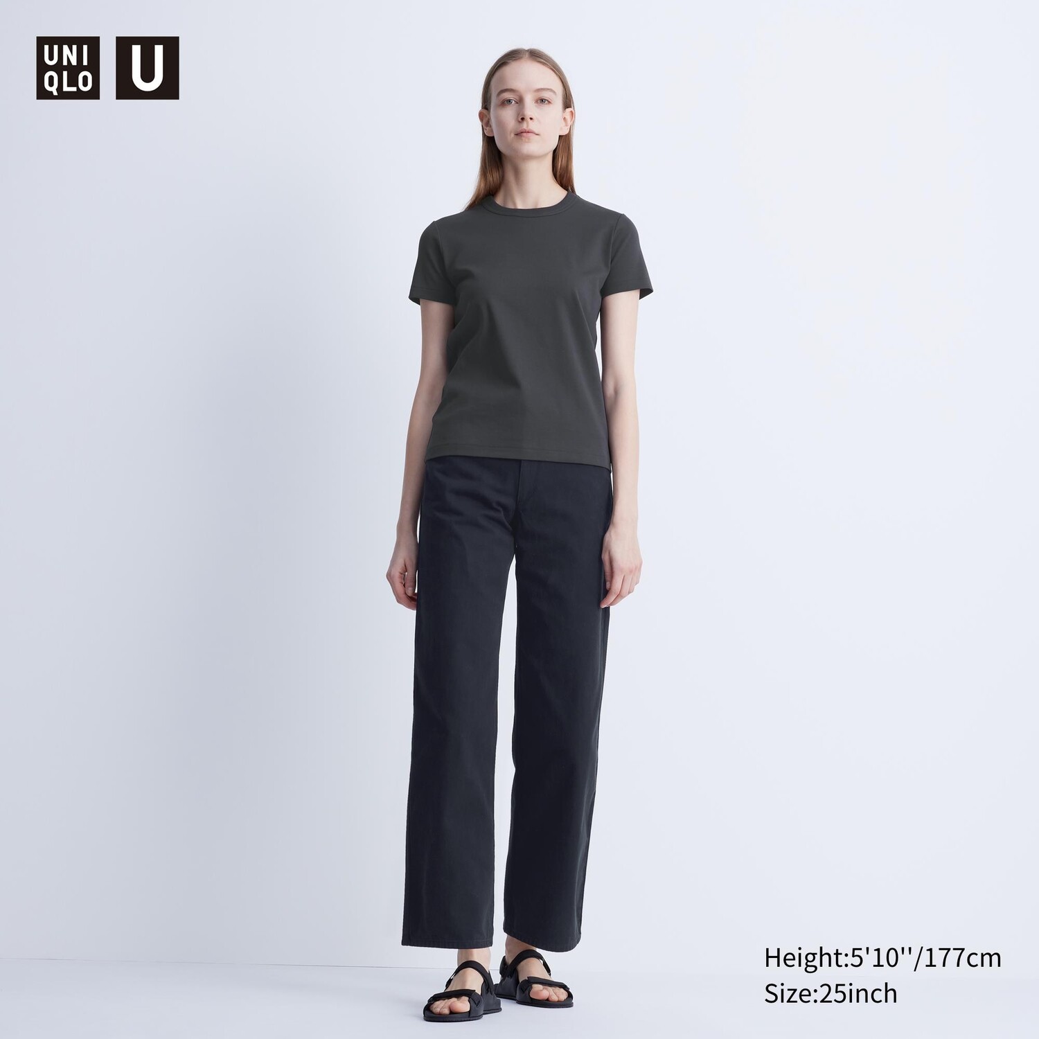

Цветные прямые джинсы с высокой посадкой UNIQLO, черный