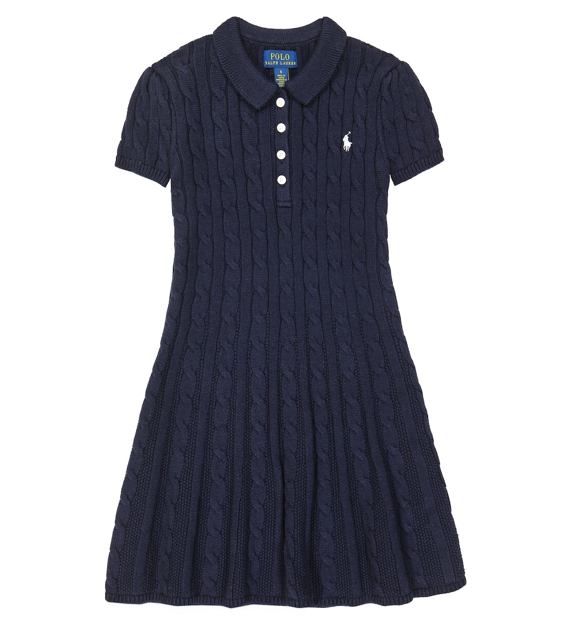 

Хлопковое платье косой вязки Polo Ralph Lauren Kids, синий