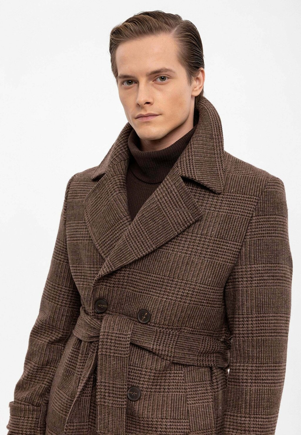 

Куртка-баллон Checked Pattern Lapel Collar Antioch, коричневый