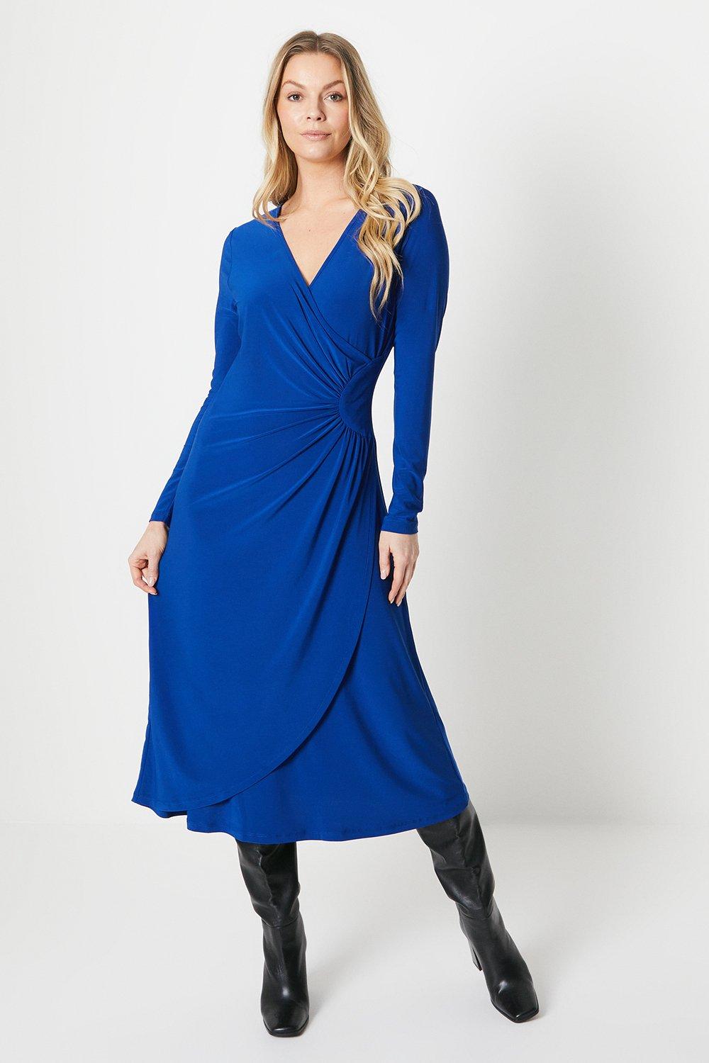 Платье со сборками по бокам Wallis, синий