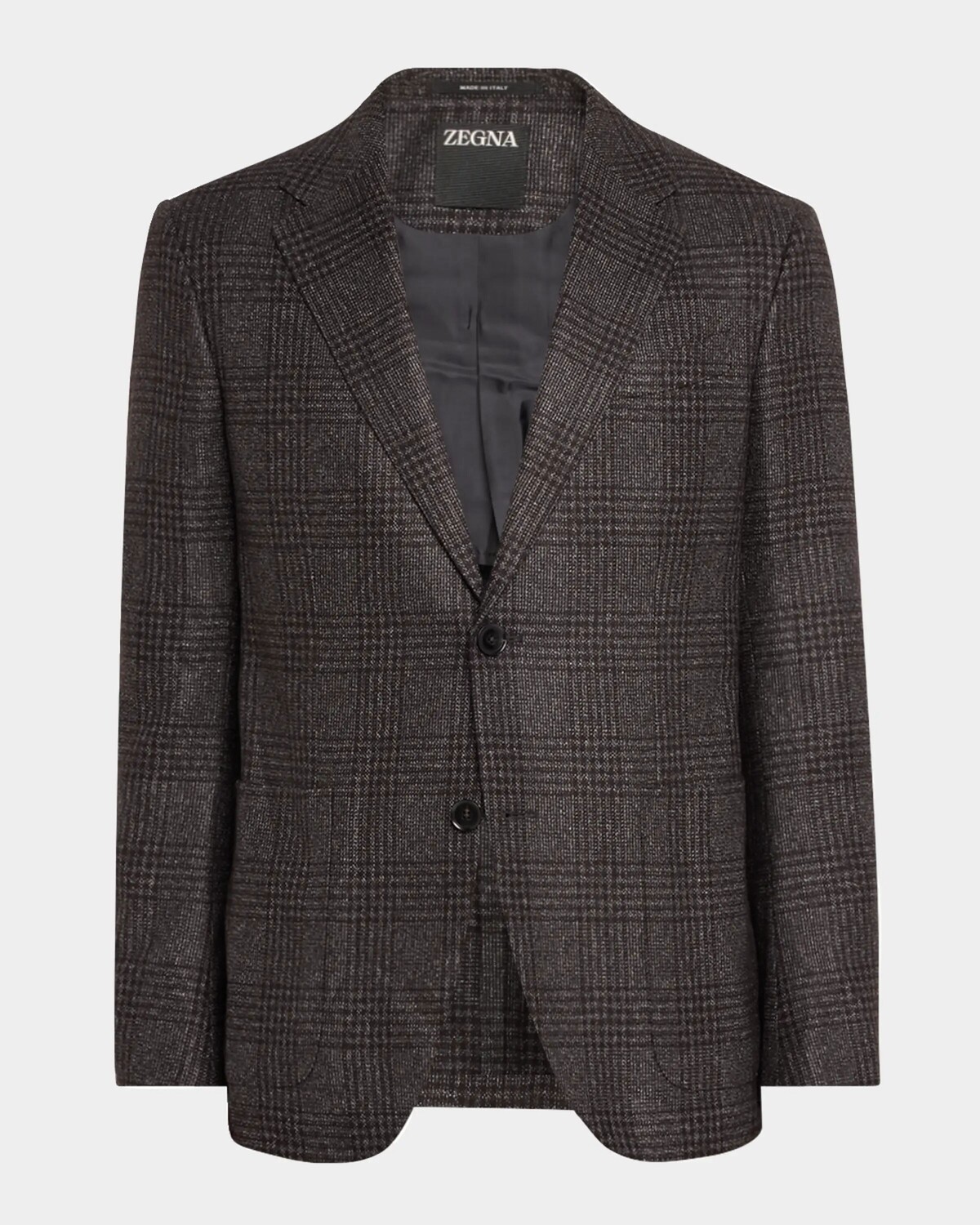 

Мужское спортивное пальто в клетку из шелка и кашемира Zegna, цвет Dk Gry Ck