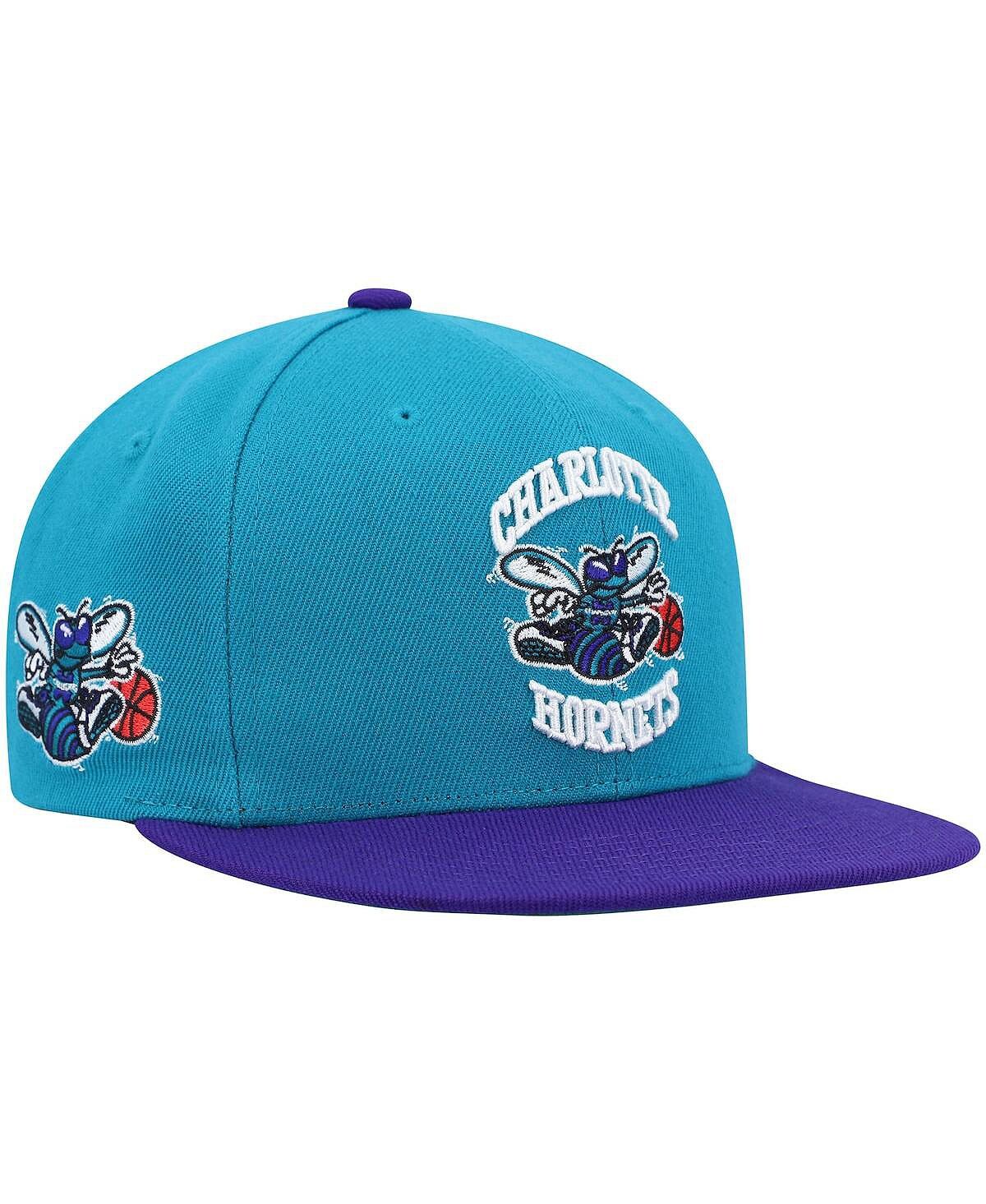 

Мужская классическая шляпа Snapback Charlotte Hornets из твердой древесины бирюзового и фиолетового цвета Mitchell & Ness