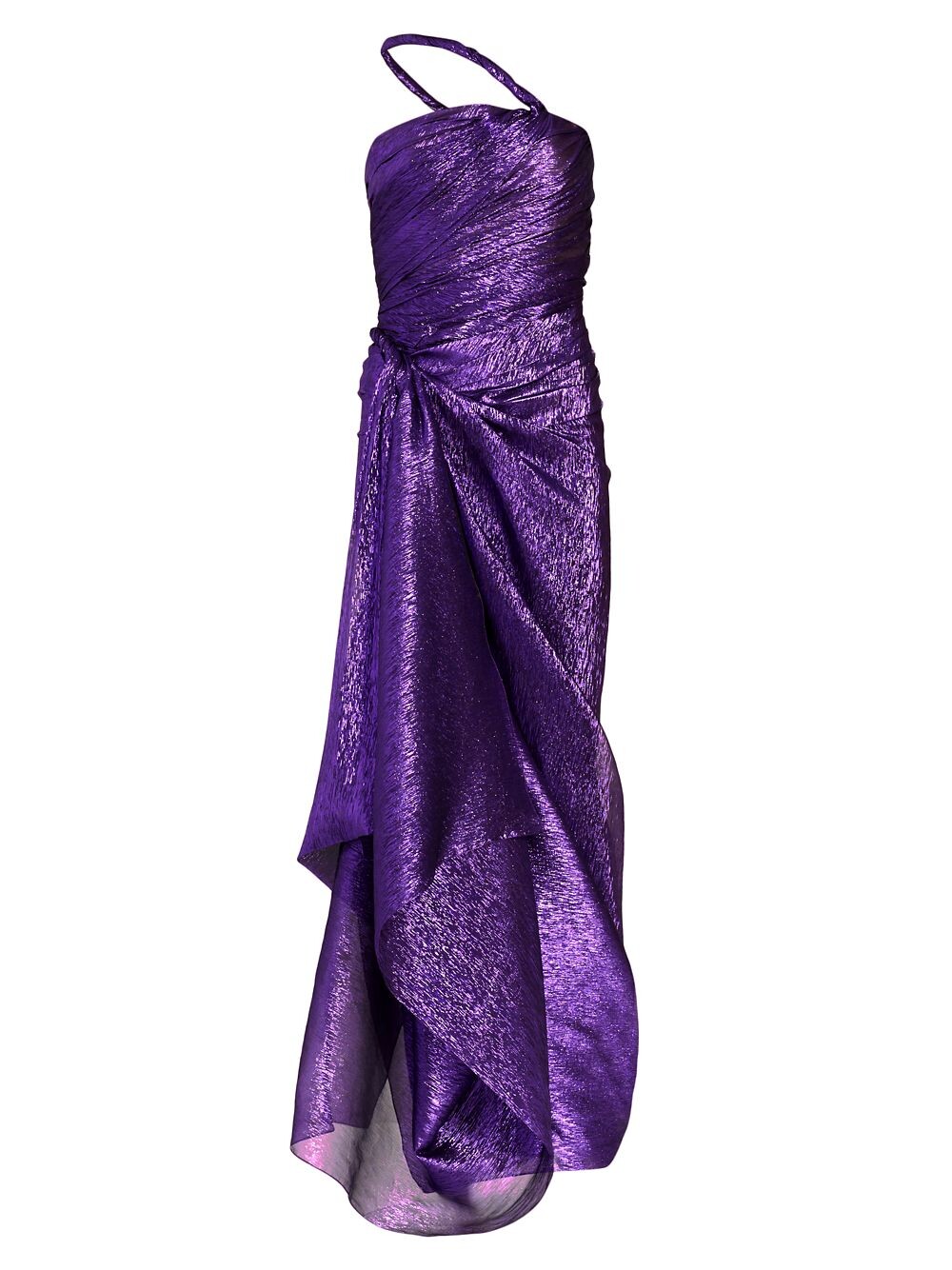 

Мусслиновое платье из ткани ламе с драпировкой Oscar de la Renta, фиолетовый