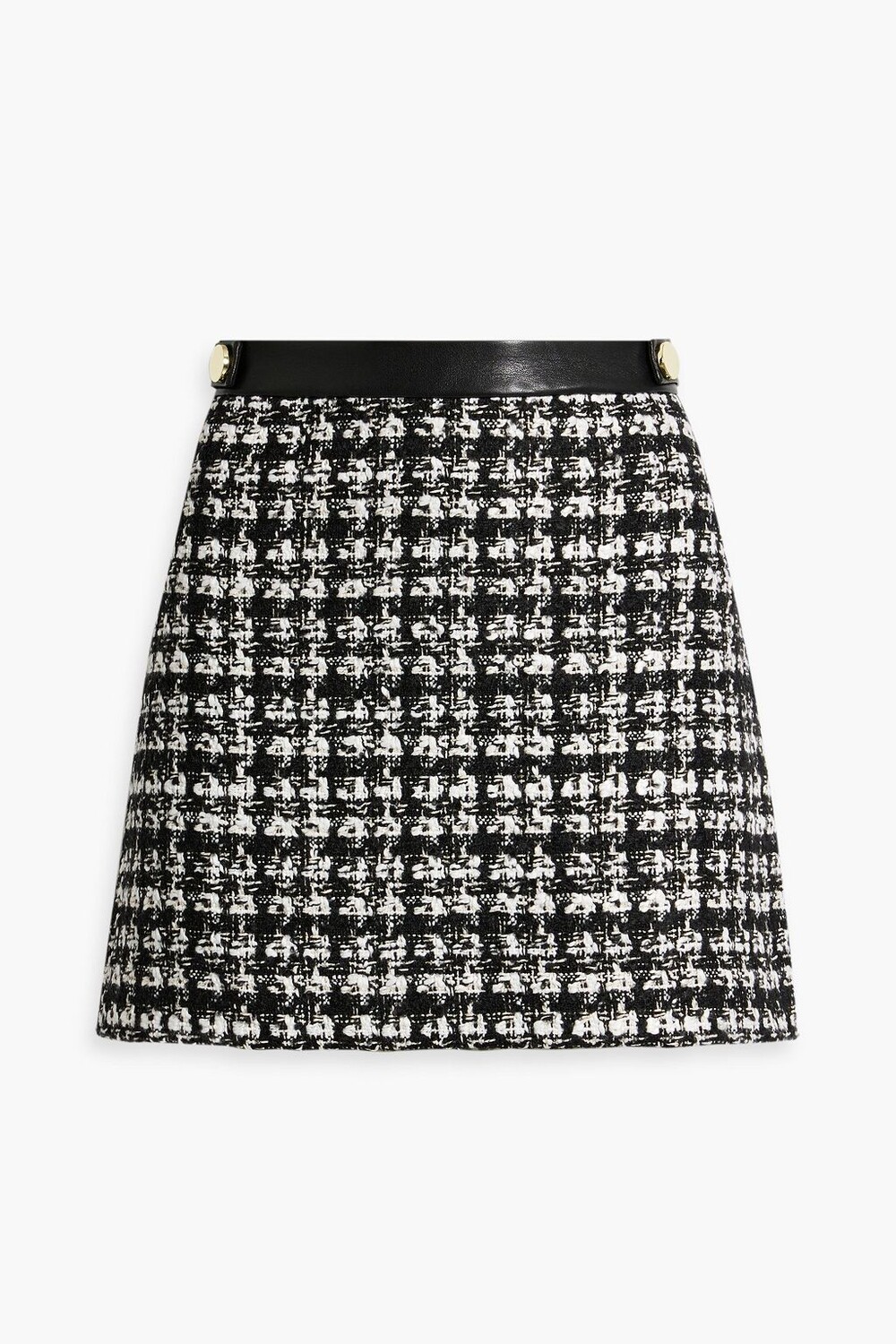 

Твидовая мини-юбка с отделкой из искусственной кожи ALICE + OLIVIA, черный