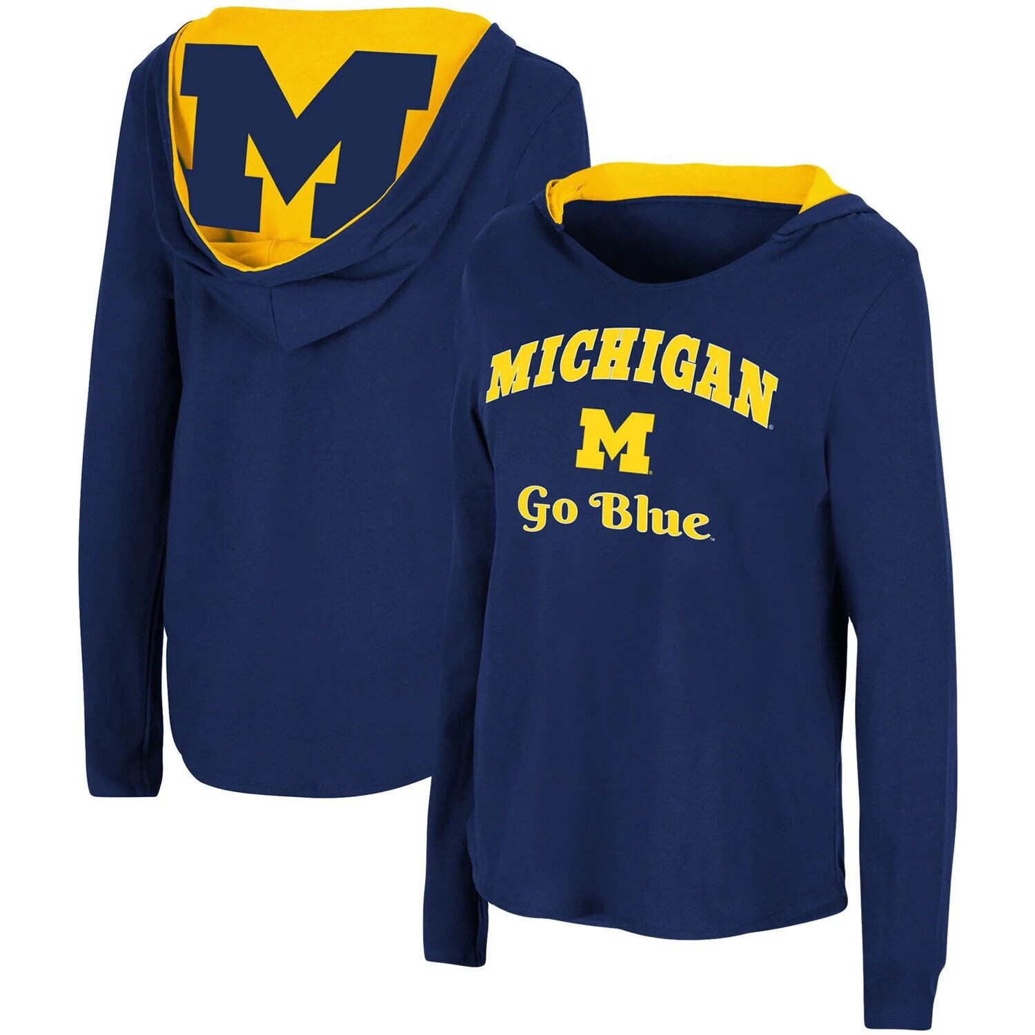 

Женская темно-синяя футболка с капюшоном Colosseum Michigan Wolverines Catalina и футболка с длинными рукавами Colosseum, Синий