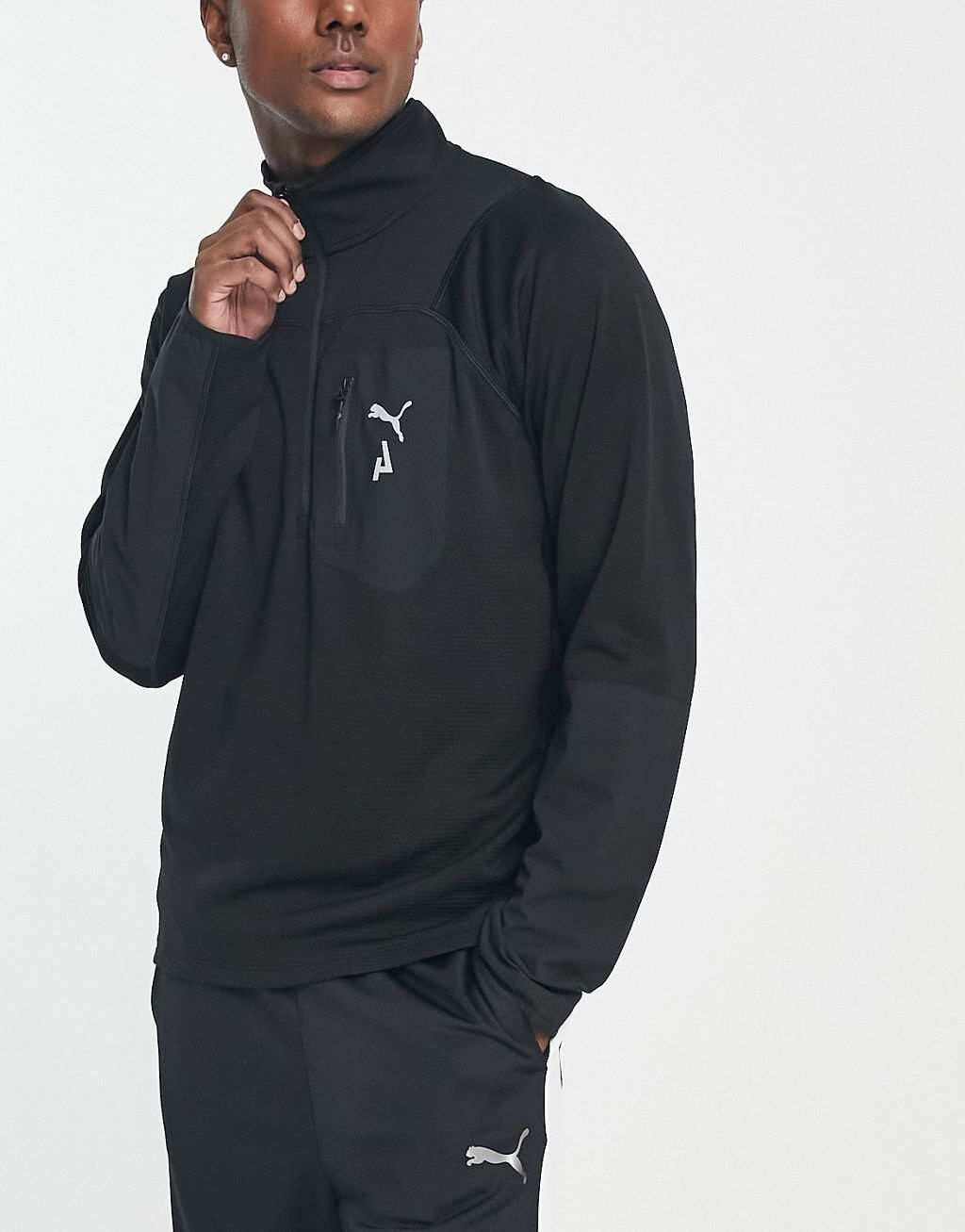 

Черный флисовый флис на половинной молнии Puma Seasons