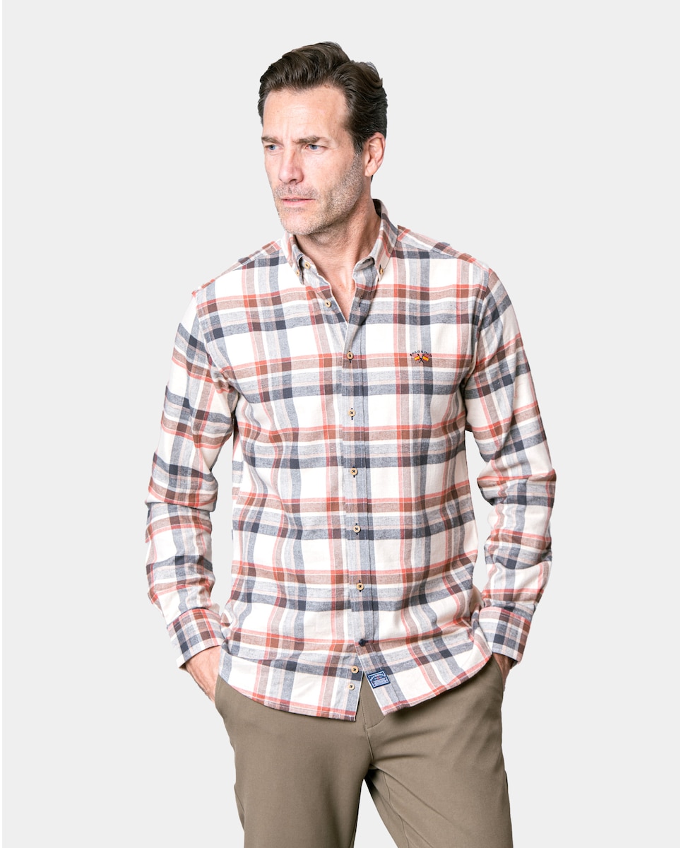 Мужская рубашка из габардина в клетку обычного бежевого цвета Spagnolo, бежевый мужская рубашка рубашка в клетку с длинным рукавом стандартного кроя southblue