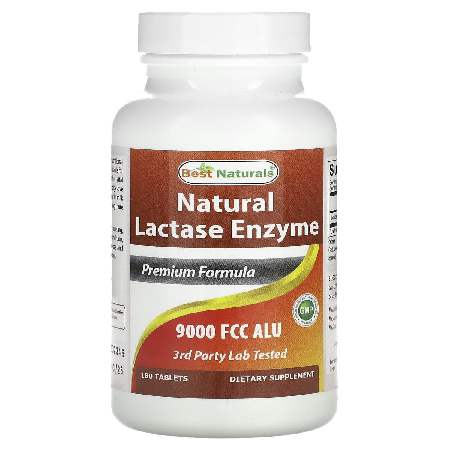 

Натуральный фермент лактаза, 9000 FCC ALU, 180 таблеток, Best Naturals