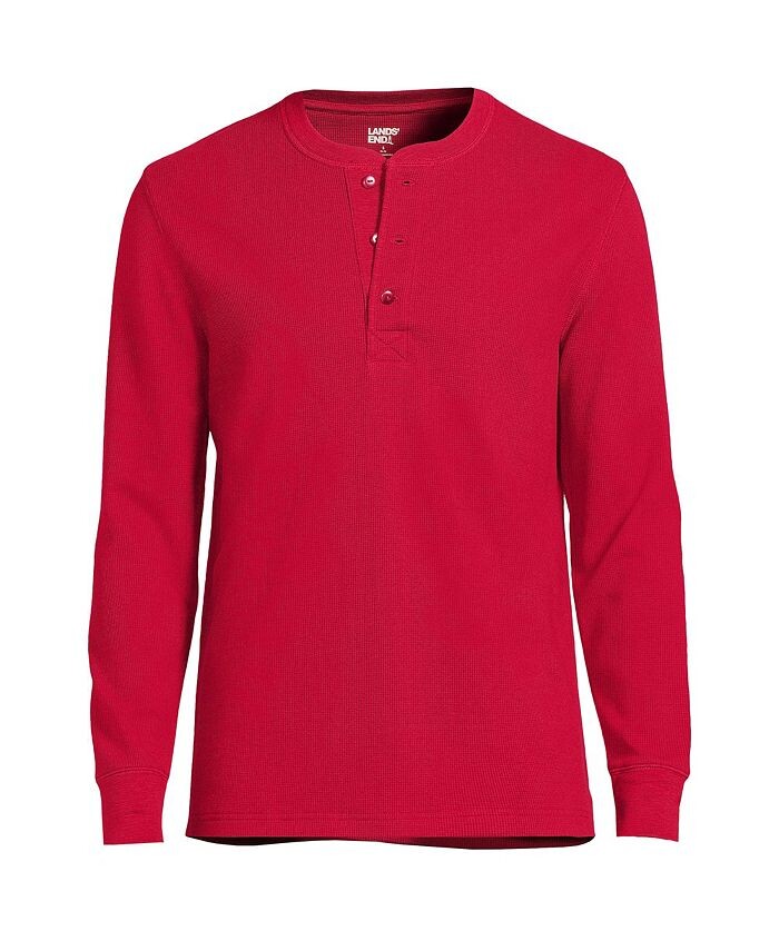 

Мужская футболка с длинными рукавами Comfort-First Thermal Waffle Henley Lands' End, красный