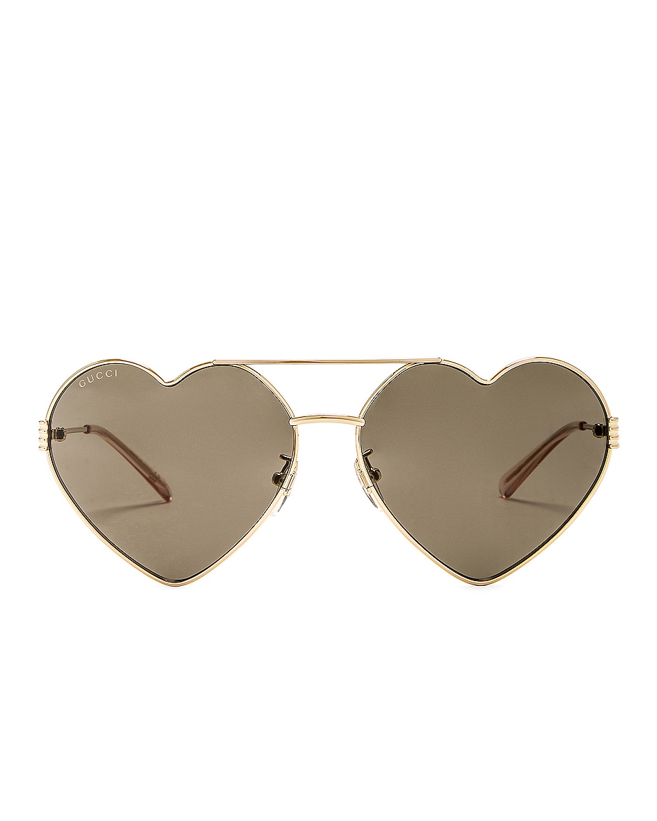 Солнцезащитные очки Gucci Heart, цвет Gold & Grey