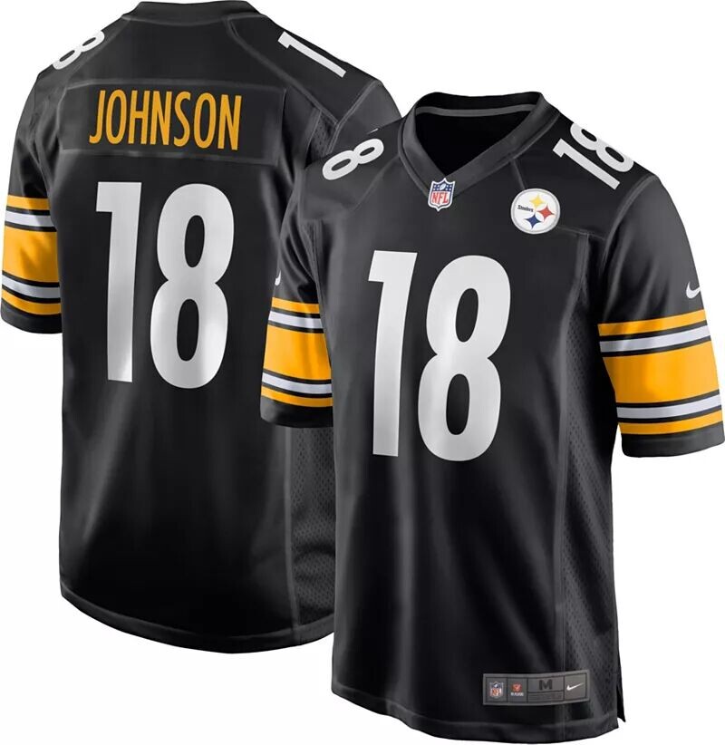 

Мужская черная игровая майка Nike Pittsburgh Steelers Diontae Johnson #18