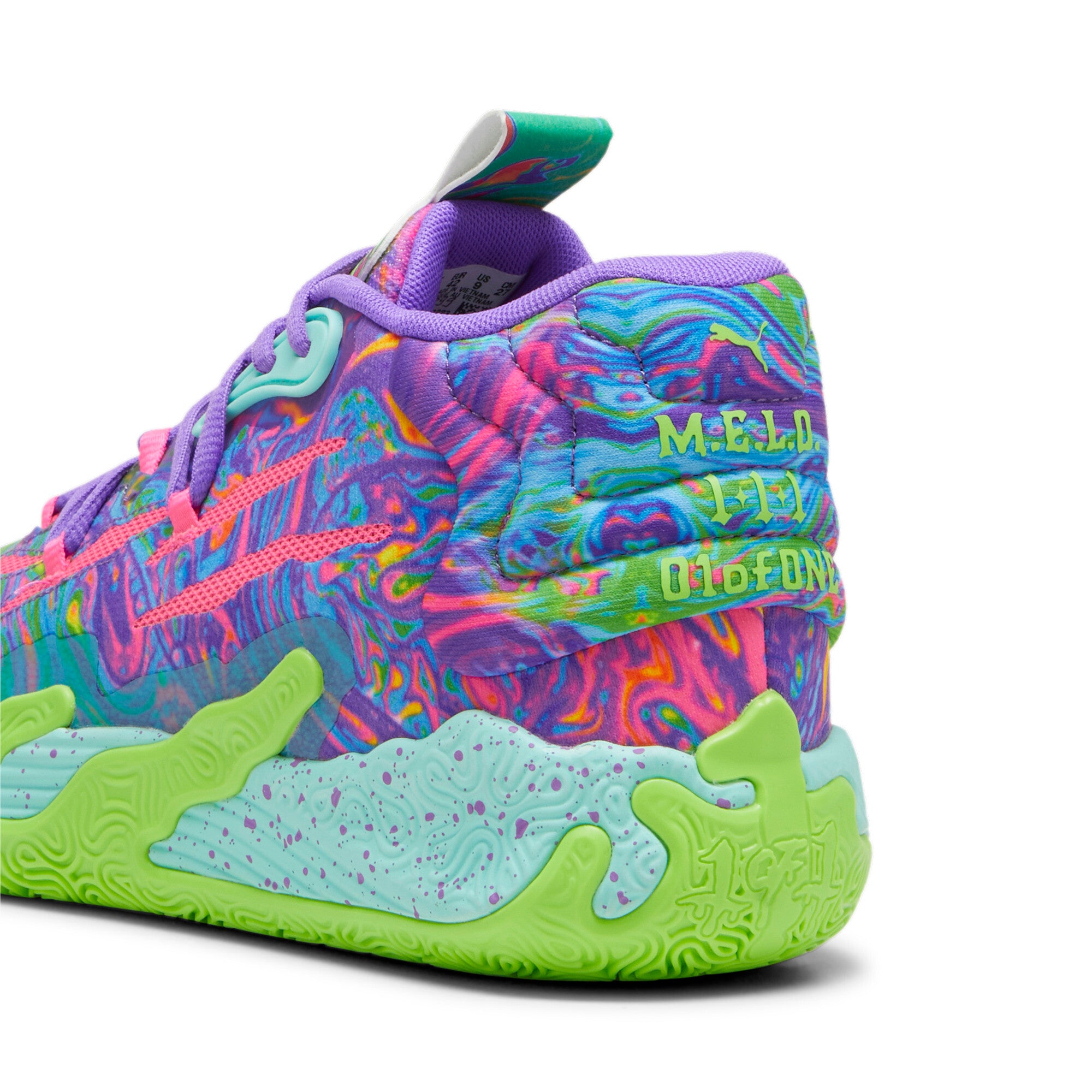 

Мужские баскетбольные кроссовки PUMA x LAMELO BALL MB.03 Be You, цвет Purple Glimmer/Knockout Pink/Green Gecko