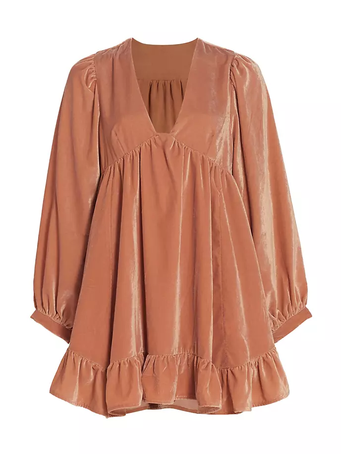 

Бархатное мини-платье Estella с воланами Free People, цвет rose pearl