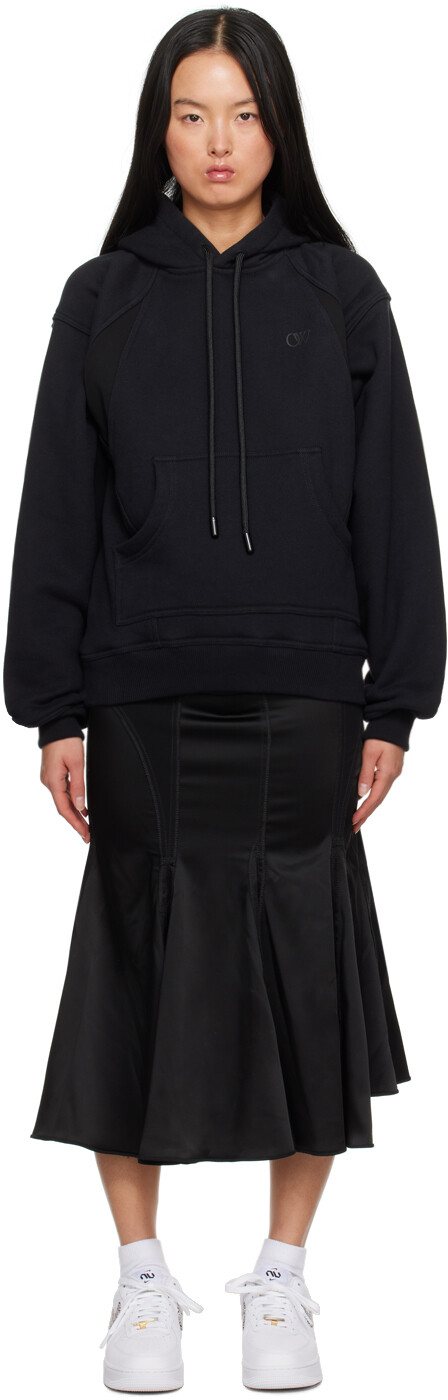 

Off-White Черное платье макси с капюшоном, Черный, Off-White Черное платье макси с капюшоном