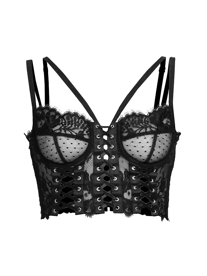 

Бюстье из кружева с двойными бретелями на шнуровке Dolce&Gabbana, цвет nero