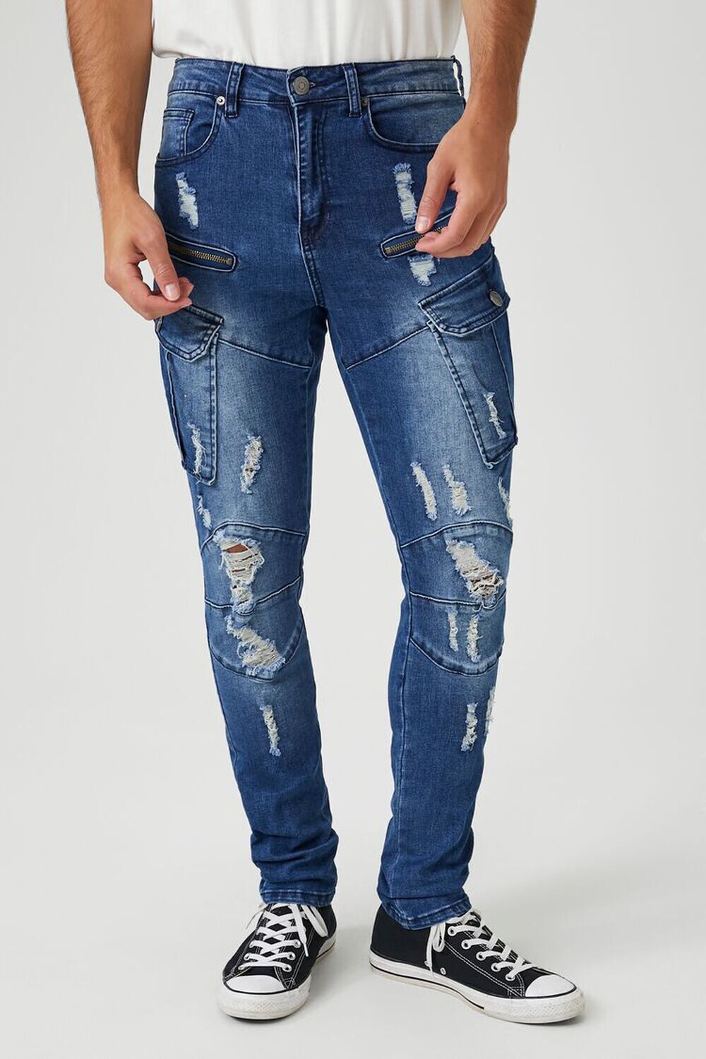

Джинсы скинни с потертостями Forever 21, деним