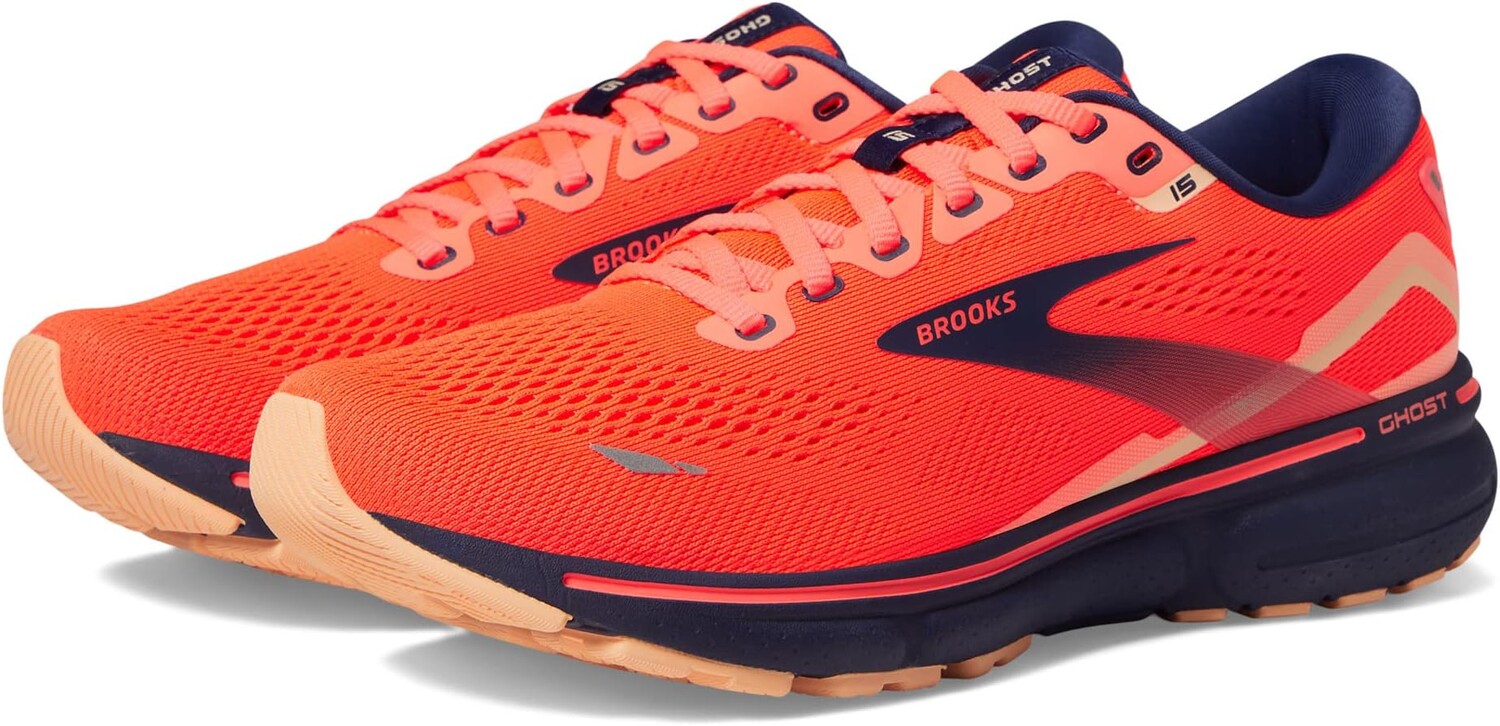 

Кроссовки Ghost 15 Brooks, цвет Coral/Navy/Peach