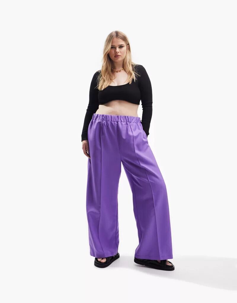

Фиолетовые брюки строгого кроя с эластичной резинкой на талии ASOS Curve