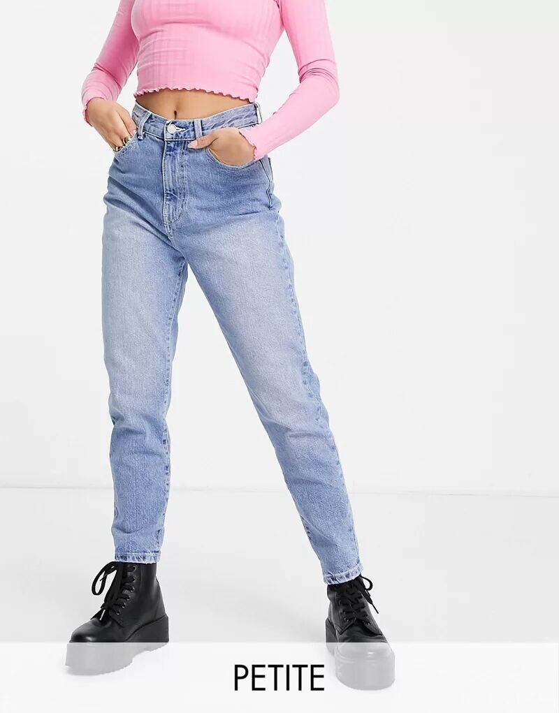 

Эластичные джинсы Mom Petite Nora Sky с высокой талией цвета Light Stonewash Dr Denim