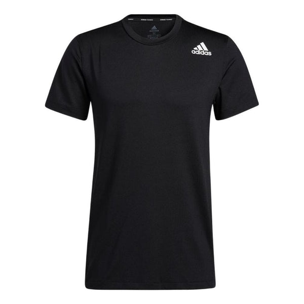 футболка adidas solid color round neck pullover sports short sleeve black t shirt черный Футболка Men's adidas Solid Color Alphabet Logo Round Neck Pullover Sports Short Sleeve Black T-Shirt, черный