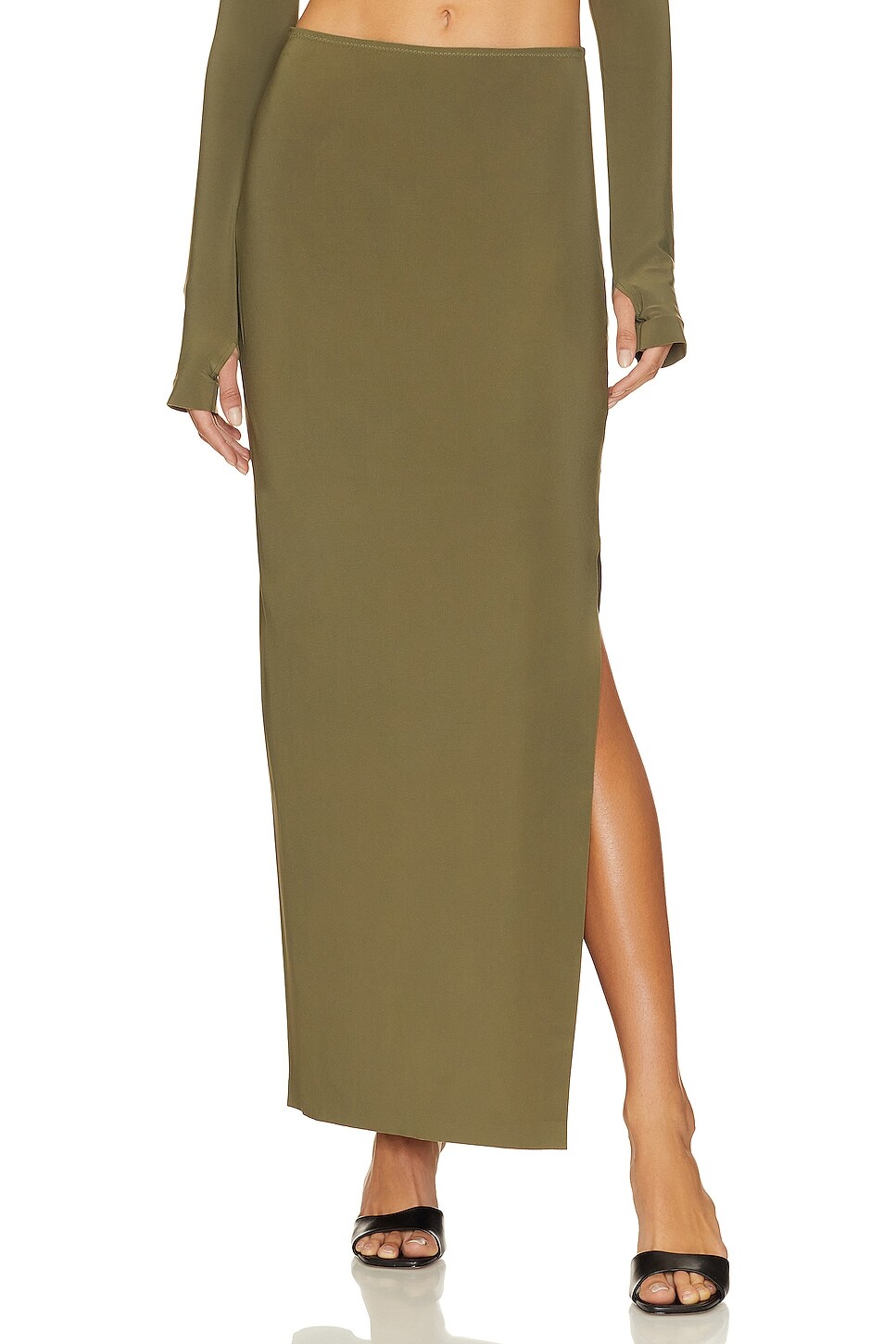 

Юбка Norma Kamali Side Slit Long, милитари