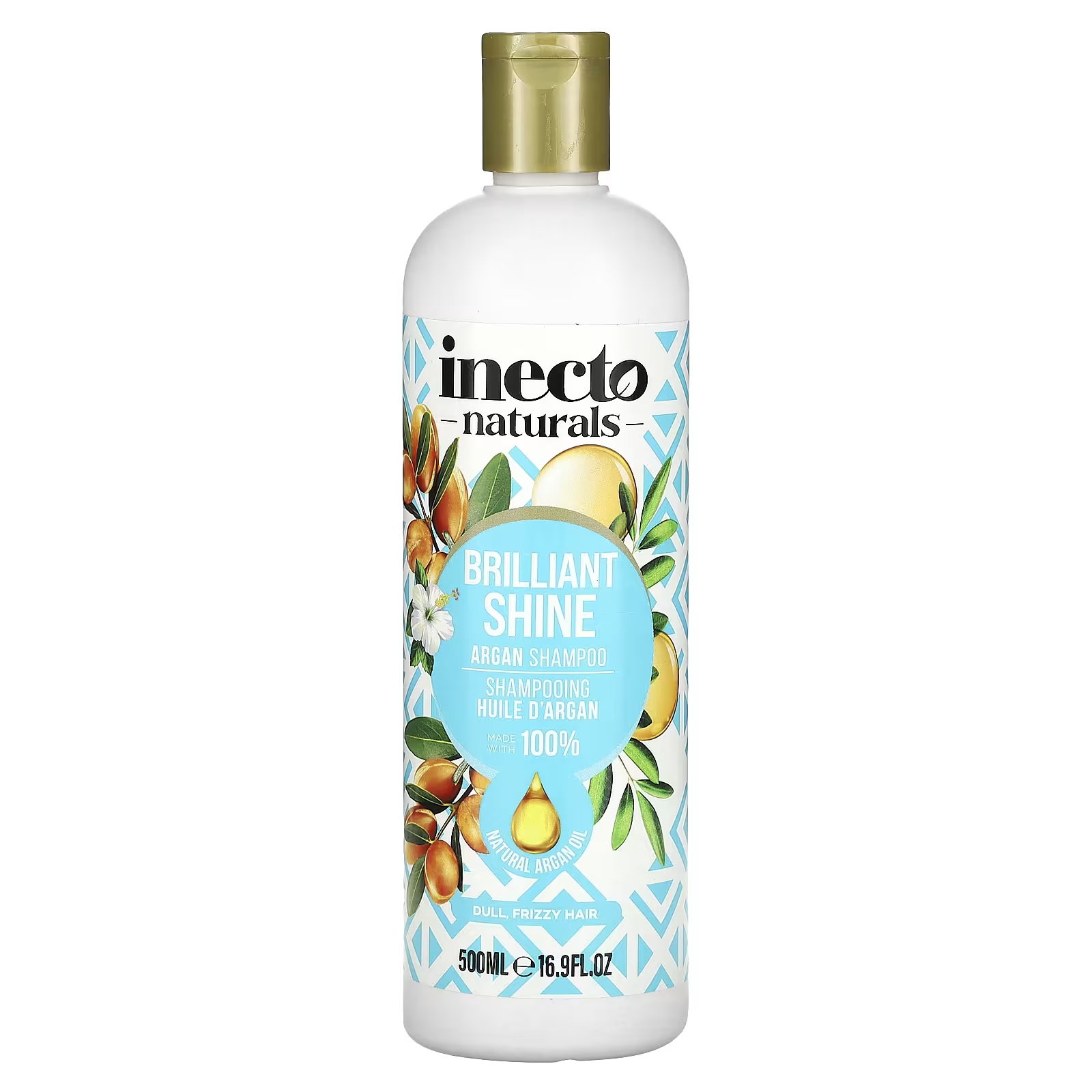 Шампунь Inecto Naturals Brilliant Shine с арганой, 500 мл inecto mmm moisture coconut шампунь 500 мл 16 9 жидких унций