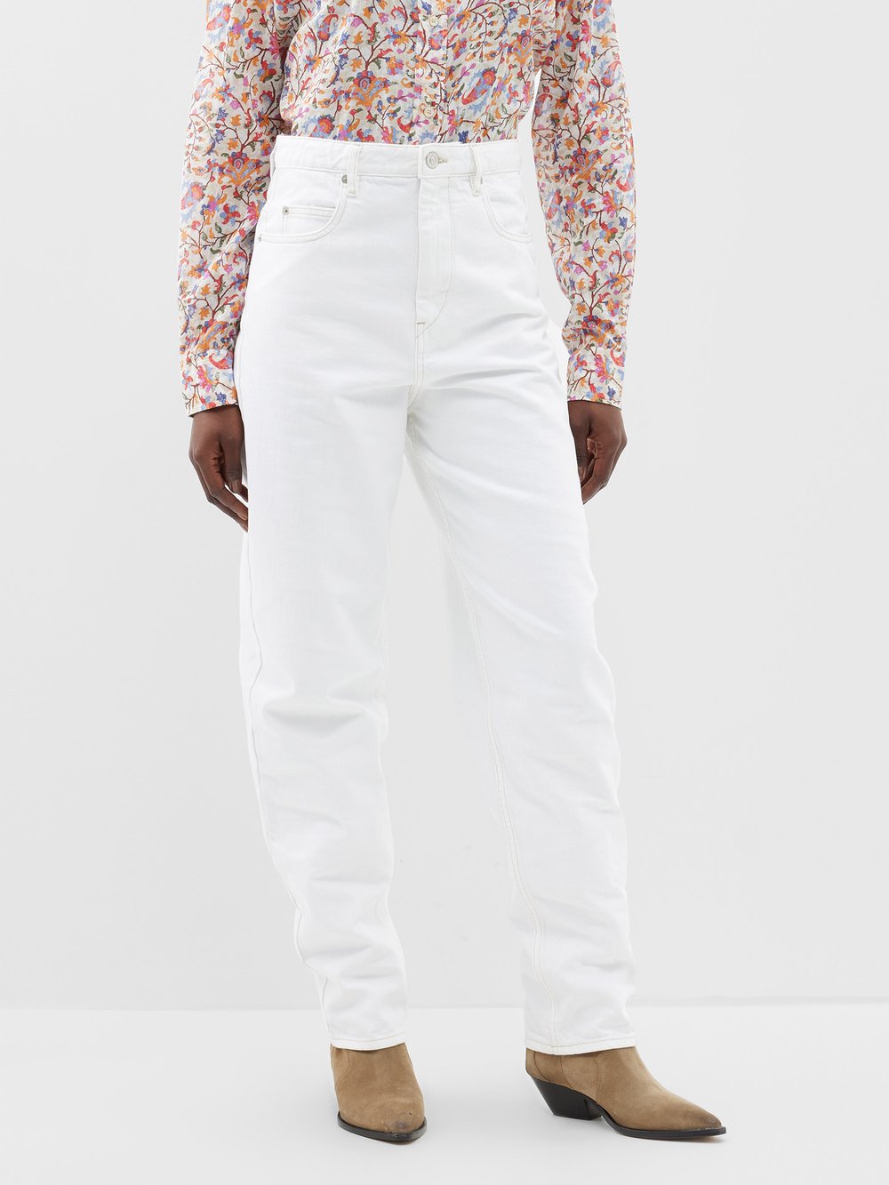 Широкие зауженные джинсы corsy Marant Etoile, белый