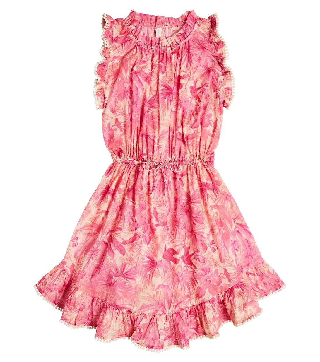 

Имбирное платье из хлопка с цветочным принтом Zimmermann Kids, розовый