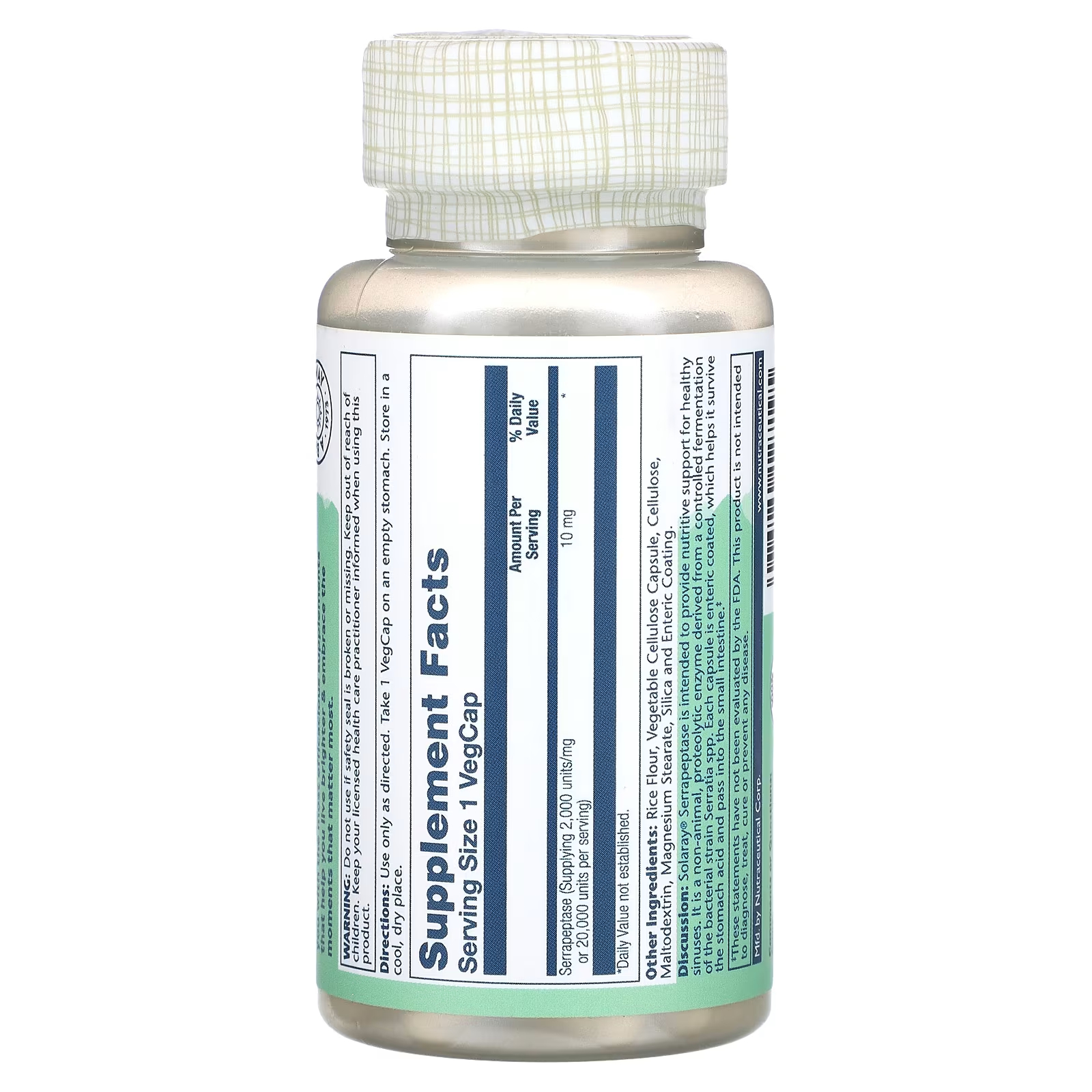 Серрапептаза 10 мг 90 растительных капсул Solaray