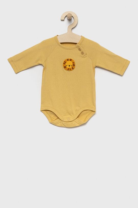 

Хлопковое детское боди United Colors of Benetton, желтый