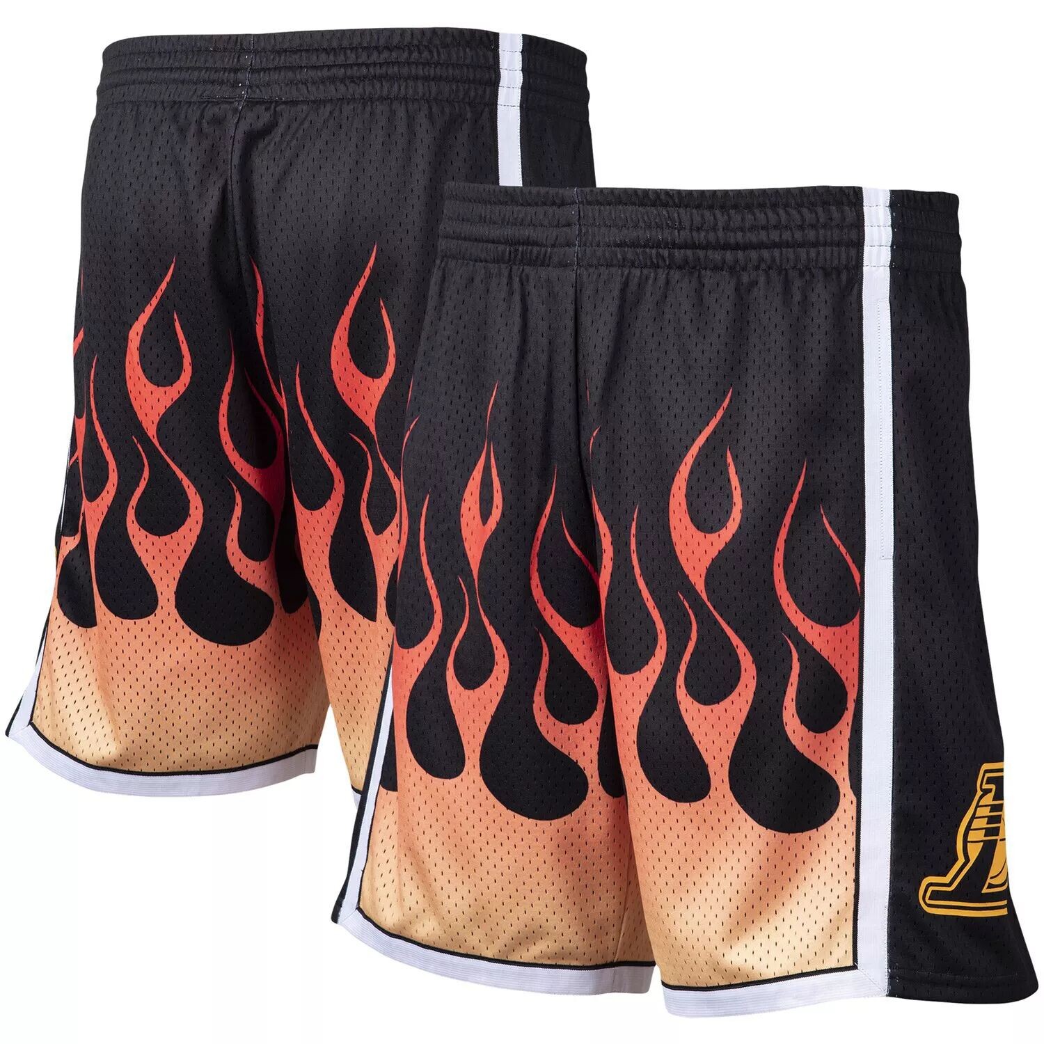 

Мужские черные шорты Mitchell & Ness Los Angeles Lakers 2009/10 Flames Swingman