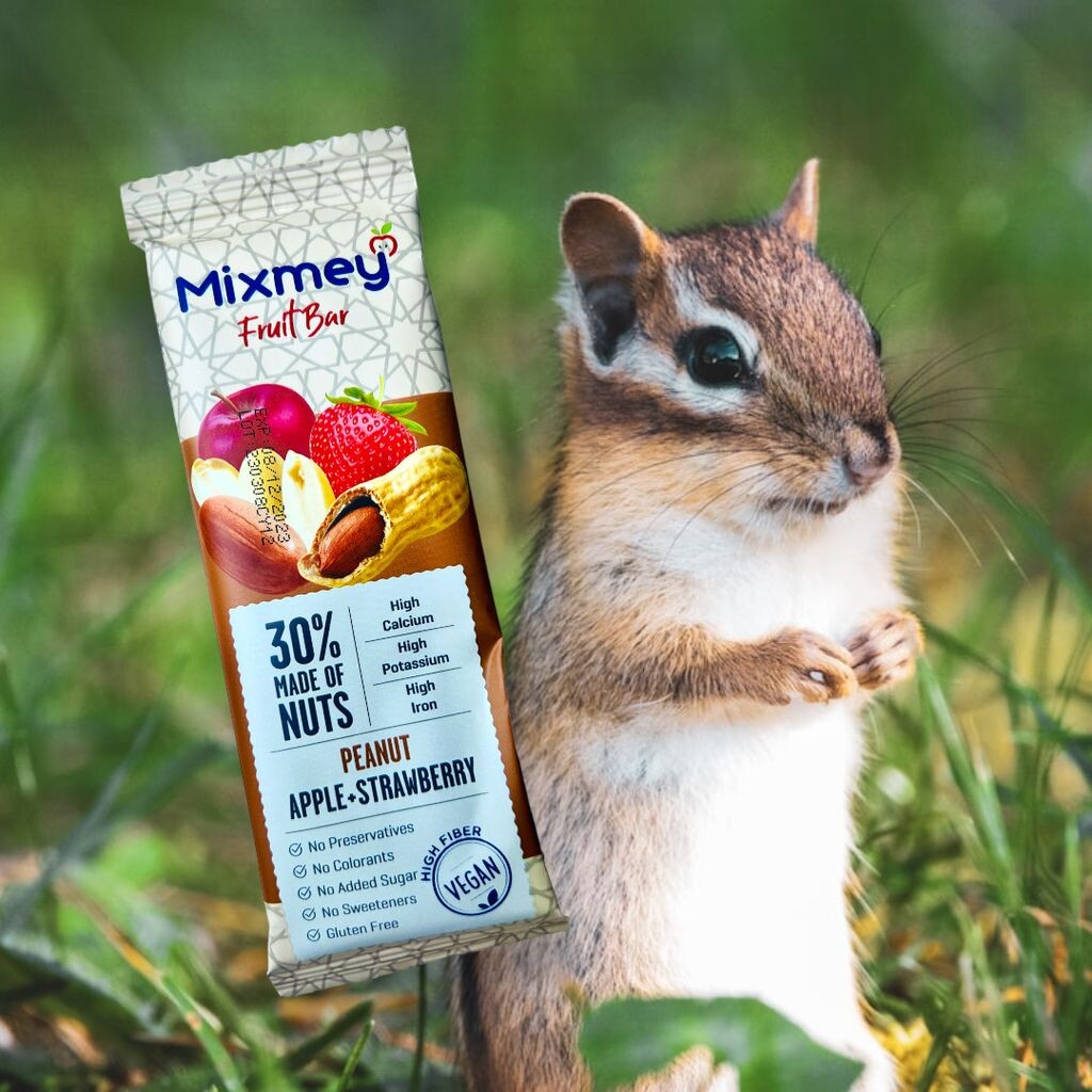 

Mixmey - Фруктовый батончик Арахис Яблоко Клубника (25г)