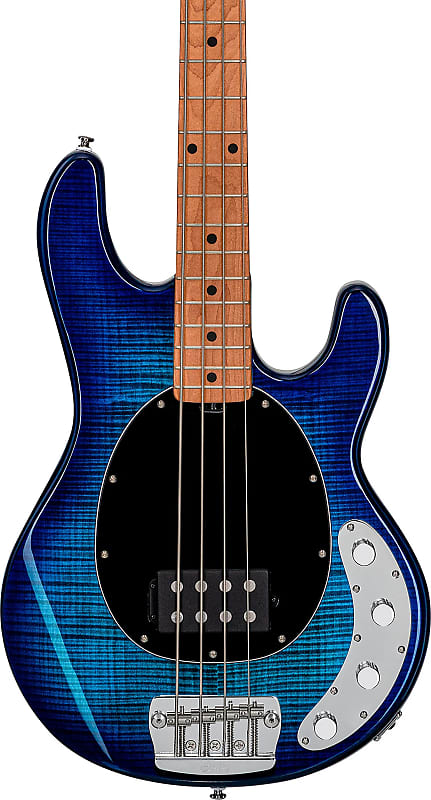 

Басс гитара Sterling StingRay RAY34FM Flame Maple 4-String Bass Guitar, Neptune Blue w/ Bag