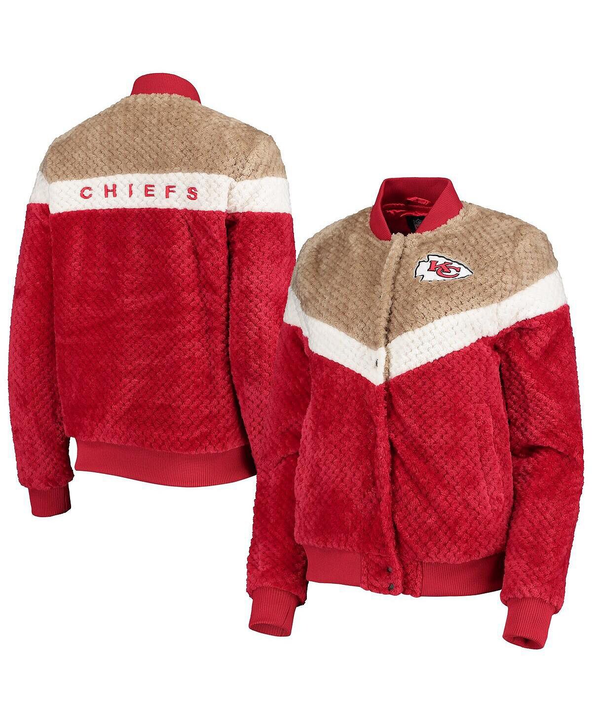 

Женская красно-кремовая куртка на кнопках Kansas City Chiefs Riot Squad Sherpa G-III 4Her by Carl Banks