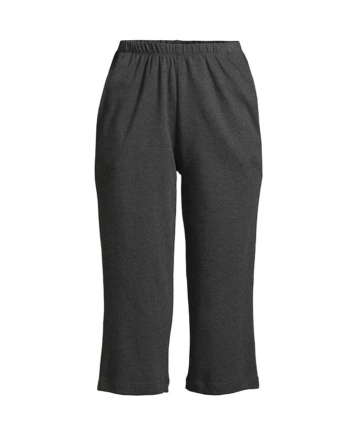 Женские спортивные трикотажные брюки-капри с высокой посадкой и эластичной резинкой на талии Lands' End, цвет Dark charcoal heather