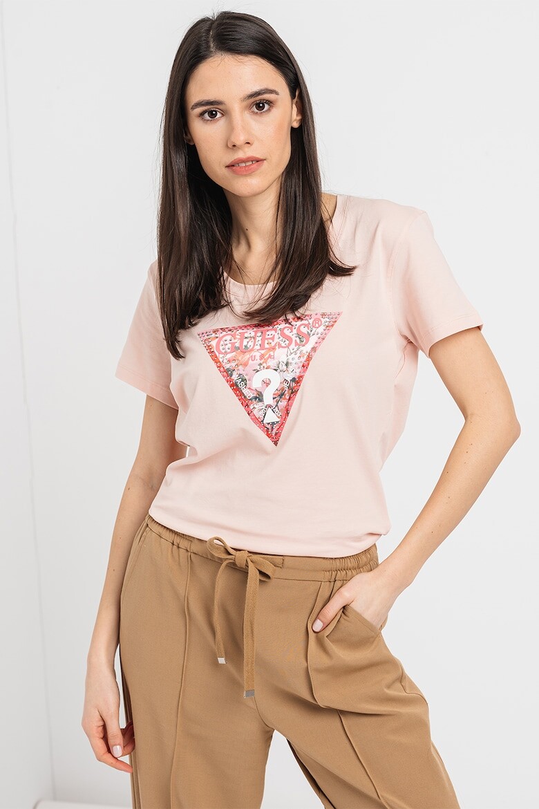 

Футболка с логотипом и декоративными камнями Guess, оранжевый