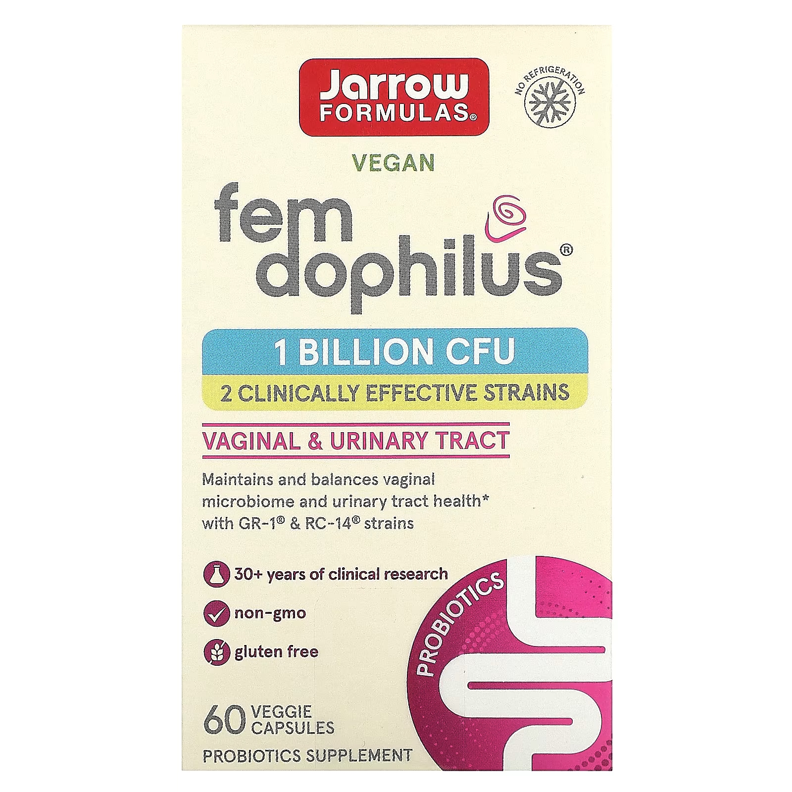пробиотики для женского здоровья jarrow formulas fem dophilus 60 шт Пероральная добавка Jarrow Formulas Vegan Fem Dophilus, 60 растительных капсул