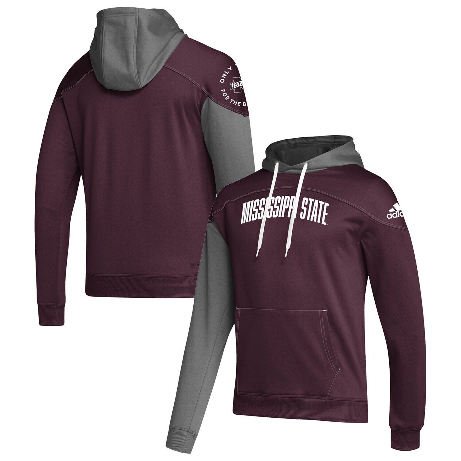 

Мужской темно-бордовый пуловер с капюшоном Mississippi State Bulldogs Block Stadium adidas, Красный