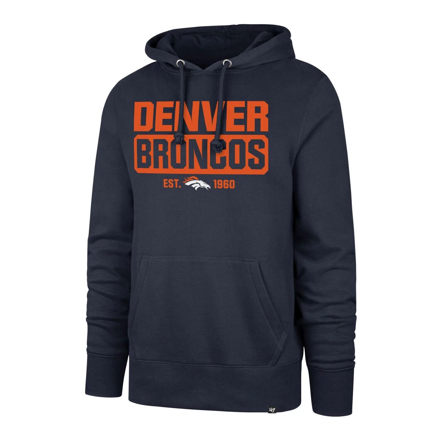 

Мужской темно-синий пуловер с капюшоном '47 Denver Broncos Box Out Headline