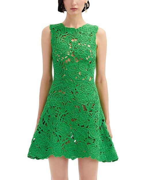 

Платье без рукавов из сутажного кружева Oscar de la Renta, цвет Green